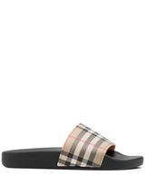 Burberry Brown Slides Sandals With Vintage Check Motif In Polyurethane - Women - Piano Luigi