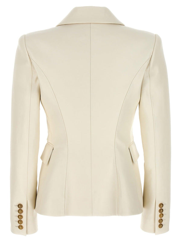 Balmain Double-breasted Leather Blazer - Women - Piano Luigi