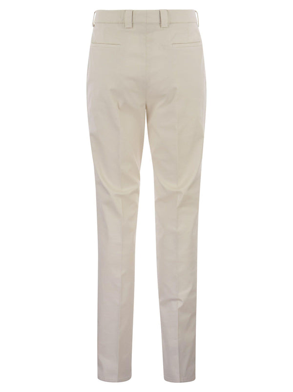 Brunello Cucinelli Garment-dyed Leisure Fit Trousers In American Pima Comfort Cotton With Pleats - Men - Piano Luigi