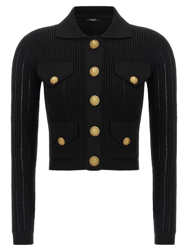 Balmain Logo Buttons Cardigan - Women - Piano Luigi