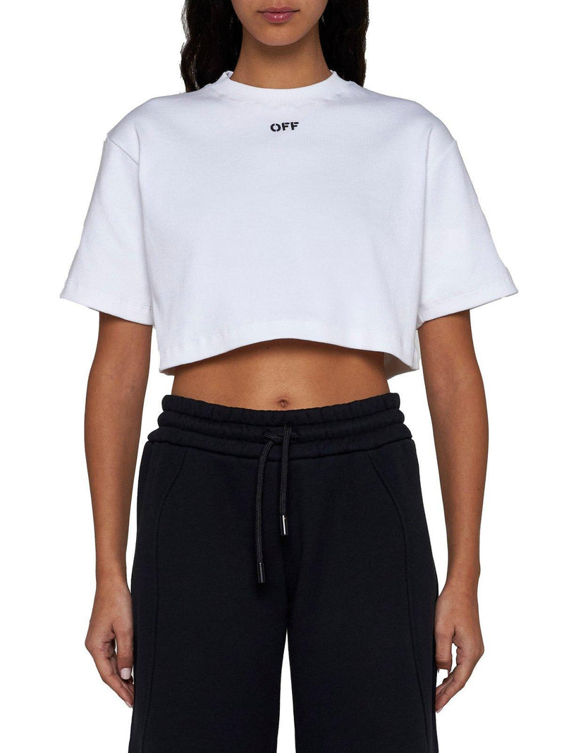 Off-White Off-stamp Crewneck Cropped T-shirt - Women - Piano Luigi