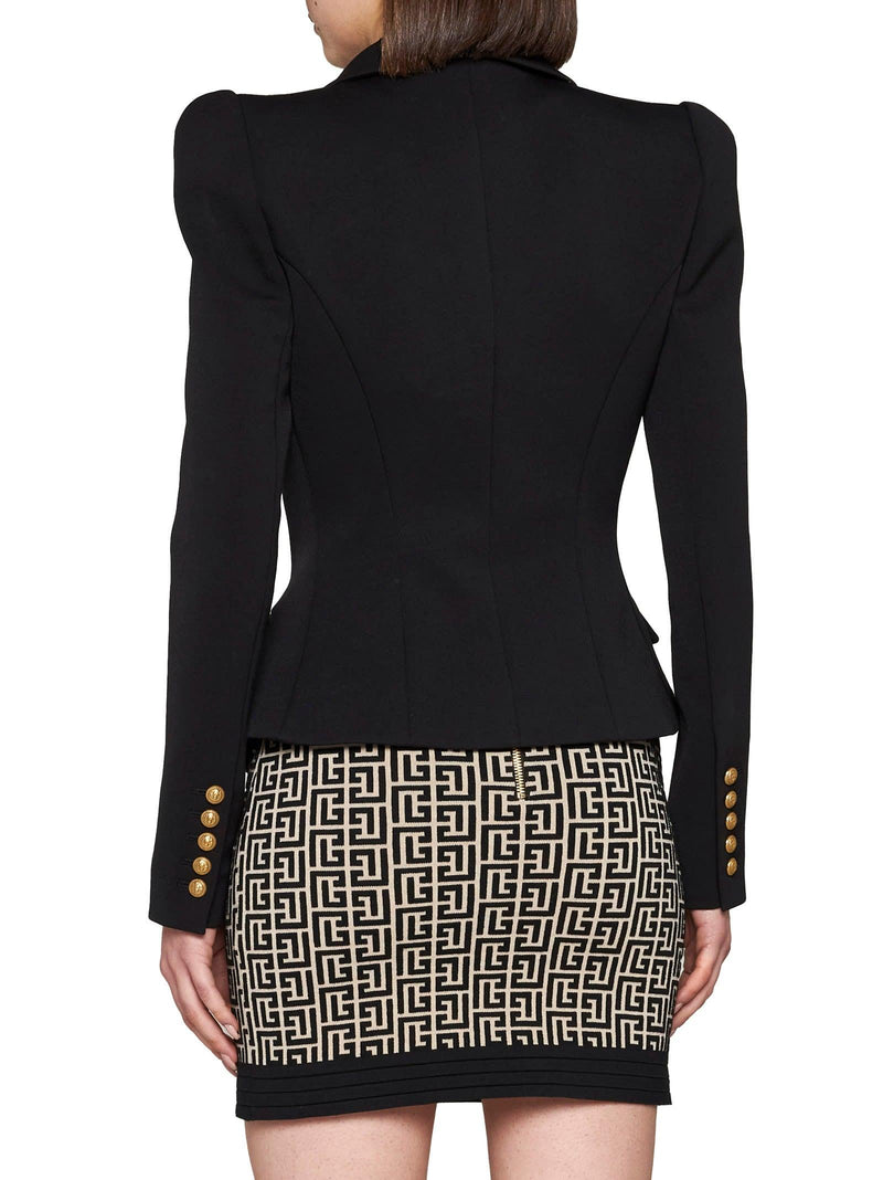 Balmain Black Cotton Blend Blazer Jacket - Women - Piano Luigi