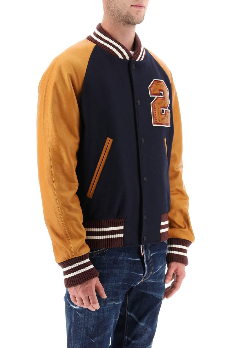 Dsquared2 College Bomber Jacket In Blue - Men - Piano Luigi