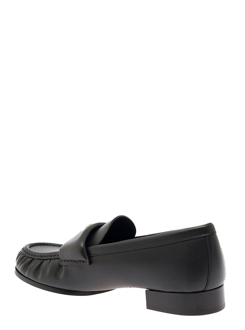 Givenchy Black Loafers With Logo Detail In Smooth Leather Woman - Women - Piano Luigi