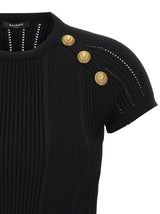 Balmain Logo Buttons Cropped Top - Women - Piano Luigi