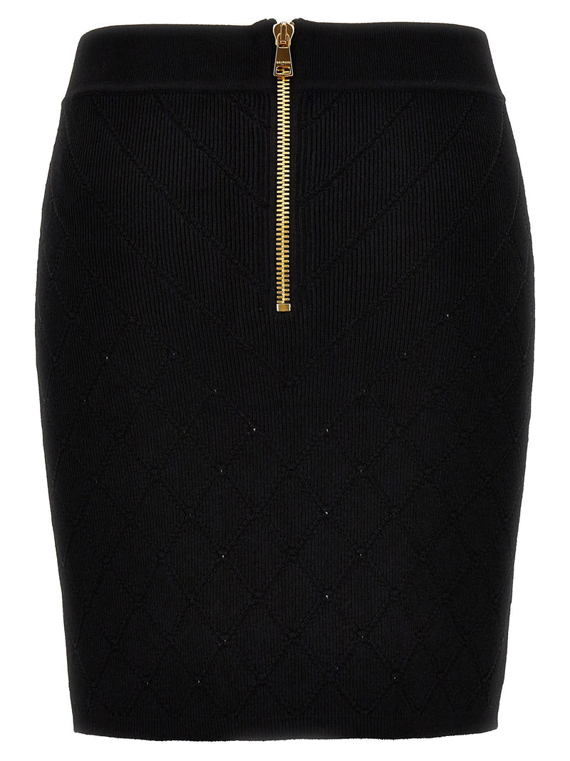 Balmain Logo Button Knitted Skirt - Women - Piano Luigi