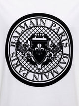 Balmain Mans White Cotton T-shirt With Coin Flock Print - Men - Piano Luigi