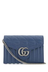 Gucci Blue Leather Gg Marmont Clutch - Women - Piano Luigi