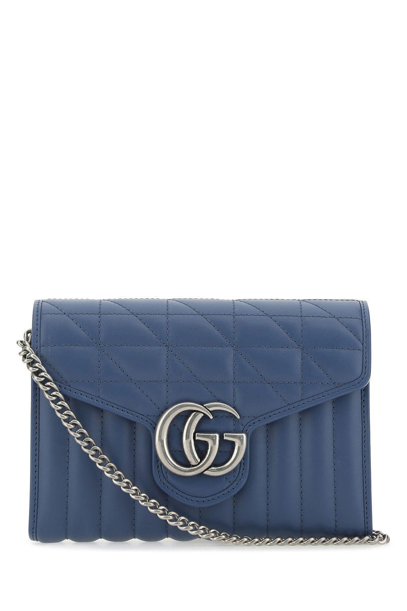 Gucci Blue Leather Gg Marmont Clutch - Women - Piano Luigi