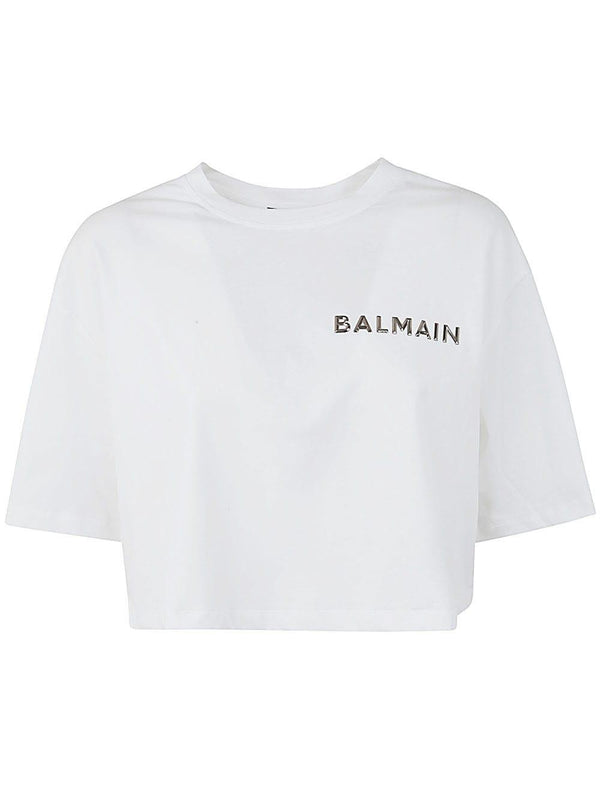 Balmain Laminated Cropped T-shirt - Women - Piano Luigi