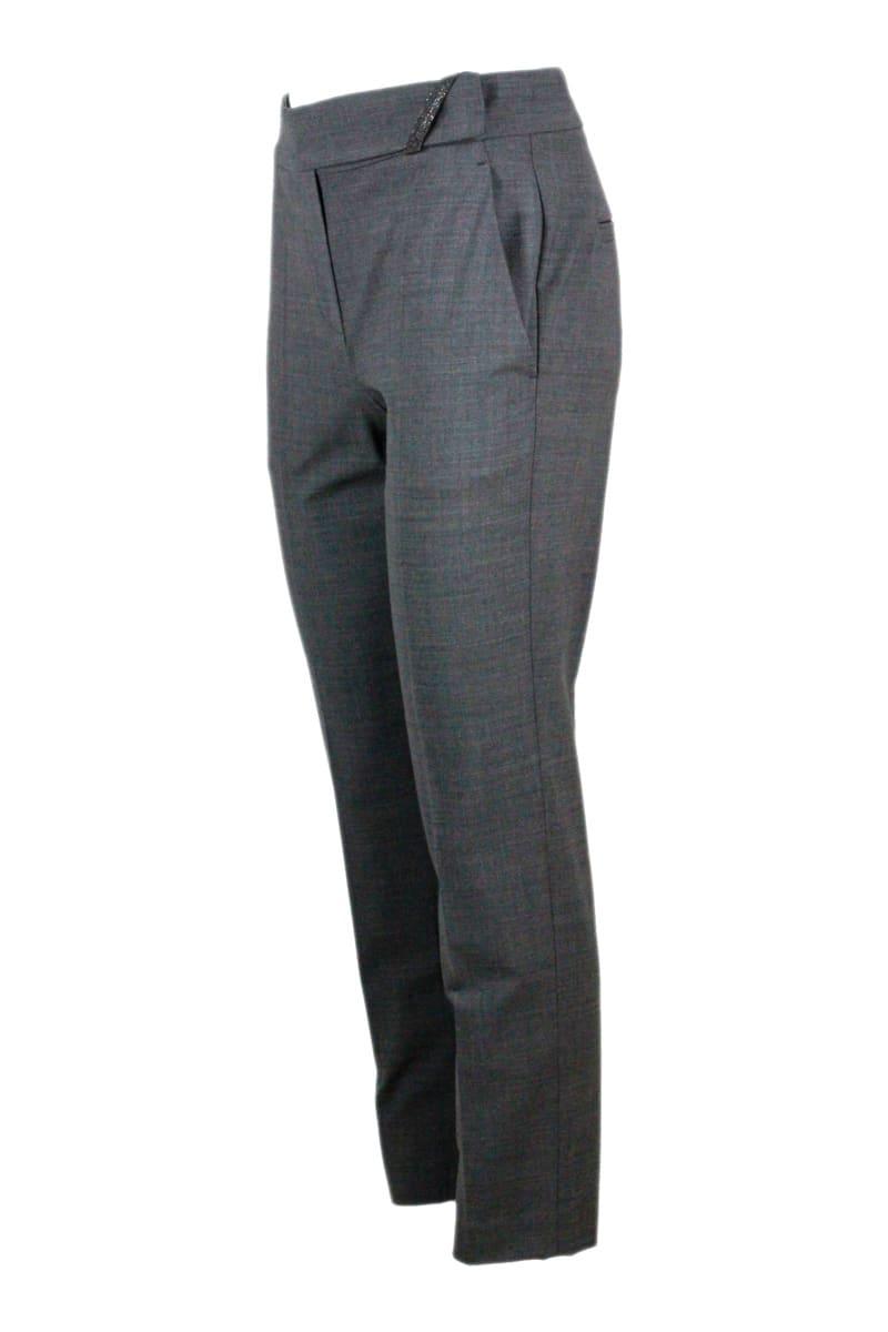 Brunello Cucinelli Cigarette Trousers With Jewels At The Waist - Women - Piano Luigi