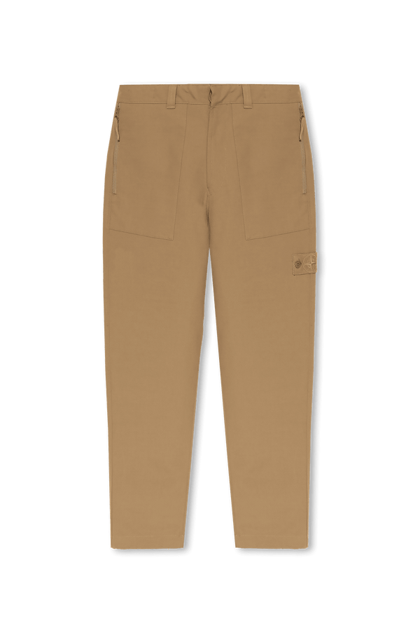 Stone Island Beige Cotton Trousers With Logo - Men - Piano Luigi