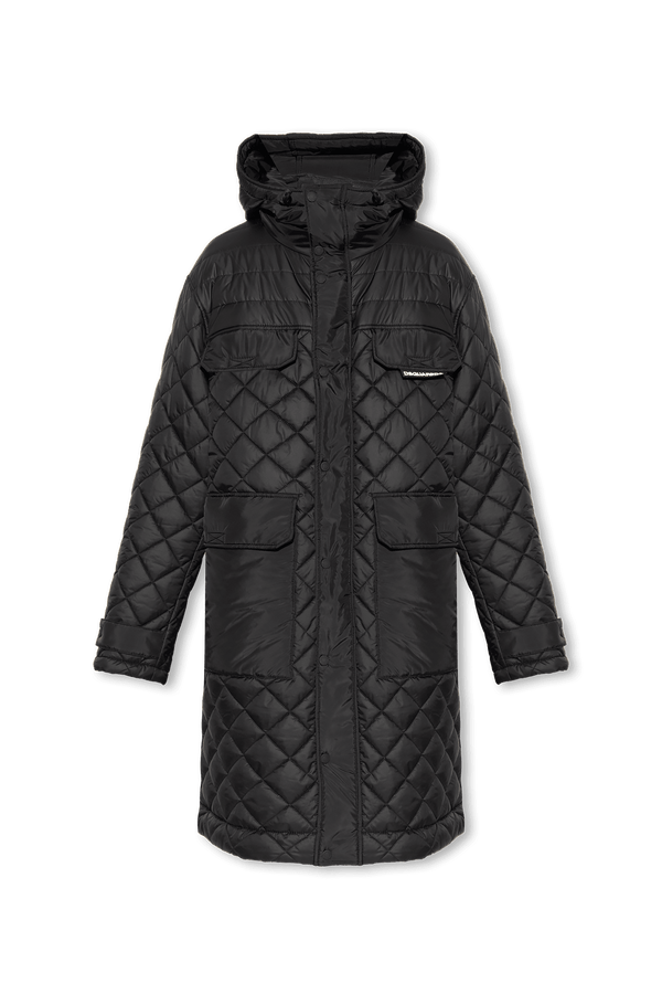 Dsquared2 Black Hooded Quilted Jacket - Men - Piano Luigi