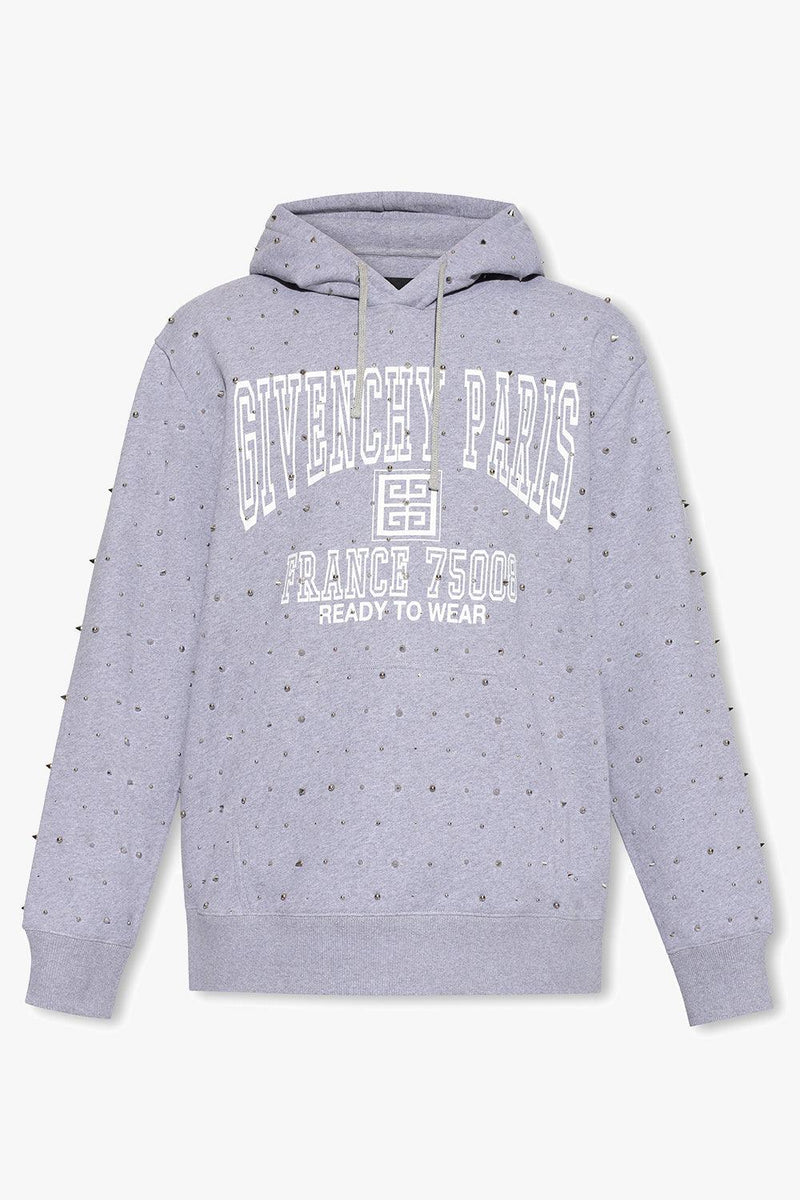 Givenchy Grey Embellished Hoodie - Men - Piano Luigi