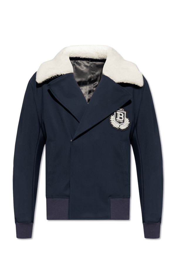 Balmain Navy Blue Jacket With Logo - Men - Piano Luigi