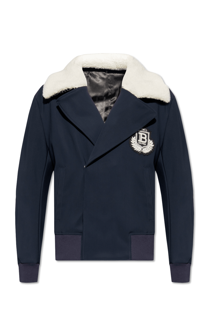 Balmain Navy Blue Jacket With Logo - Men - Piano Luigi