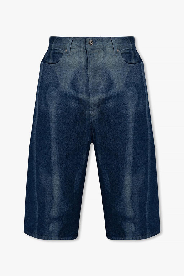 Off-White Navy Blue Denim Shorts - Men
