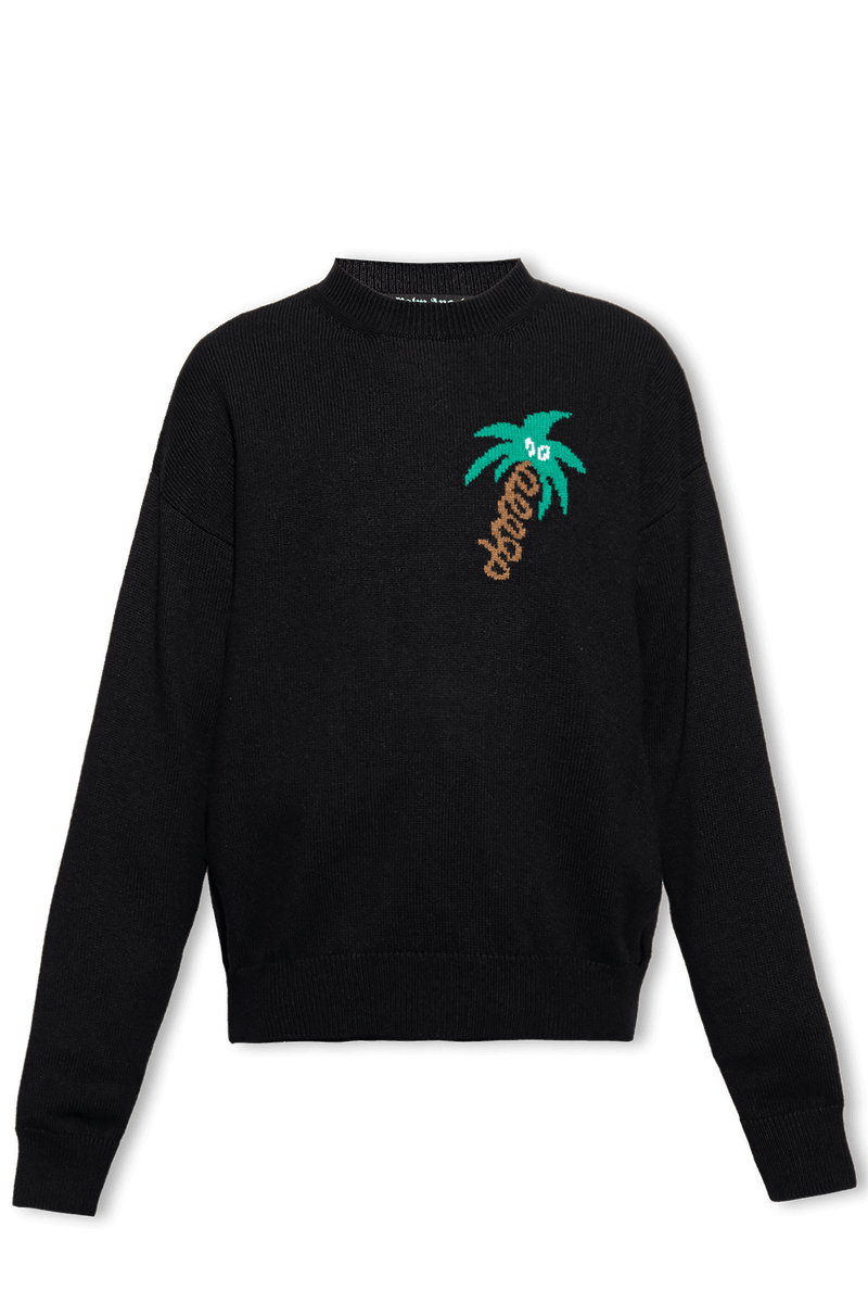 Palm Angels Black Sweater With Logo - Men - Piano Luigi