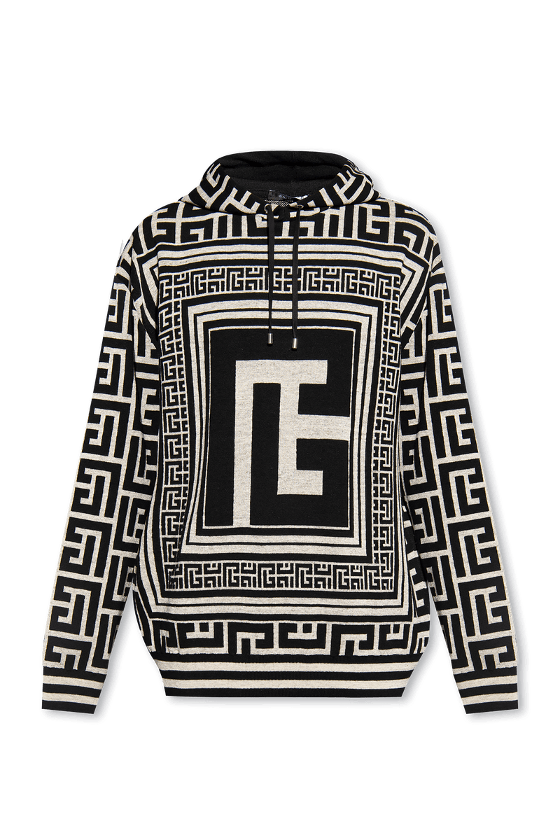 Balmain Black Hoodie With Monogram - Men - Piano Luigi