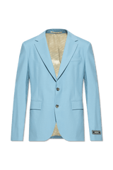 Versace Light Blue Single-Breasted Blazer With Silk Back - Men - Piano Luigi