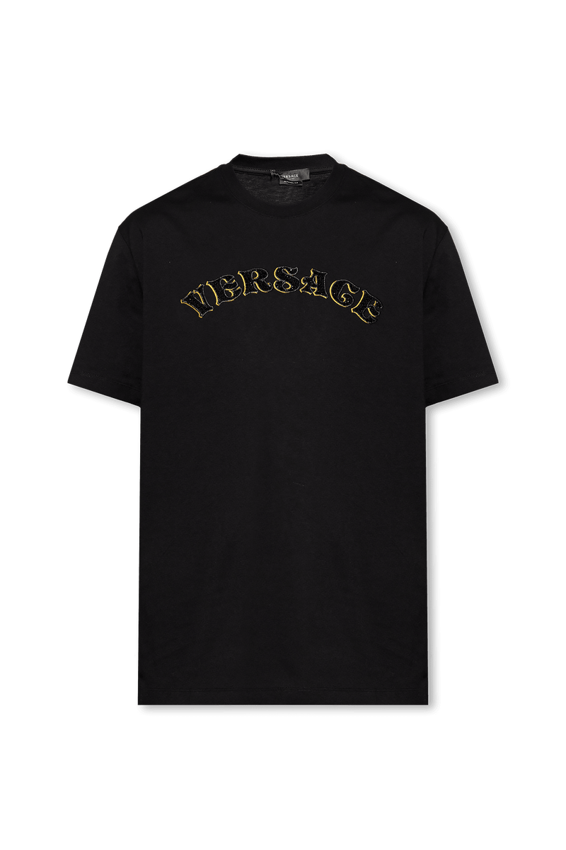 Versace Black T-Shirt With Logo - Men - Piano Luigi