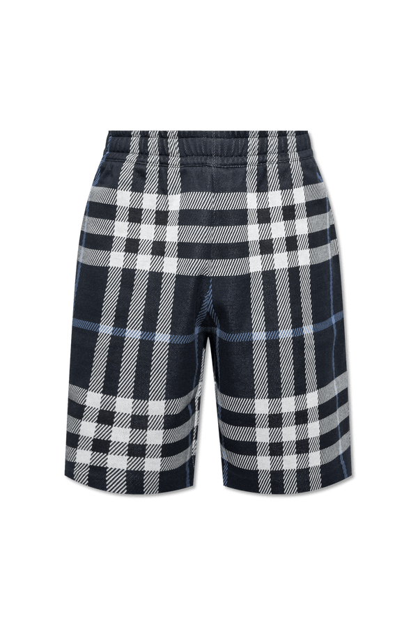 Burberry Navy Blue Checked Shorts - Men - Piano Luigi