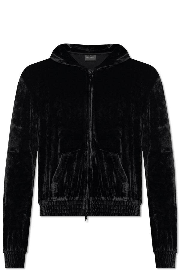 Balenciaga Black Velour Hoodie - Men - Piano Luigi