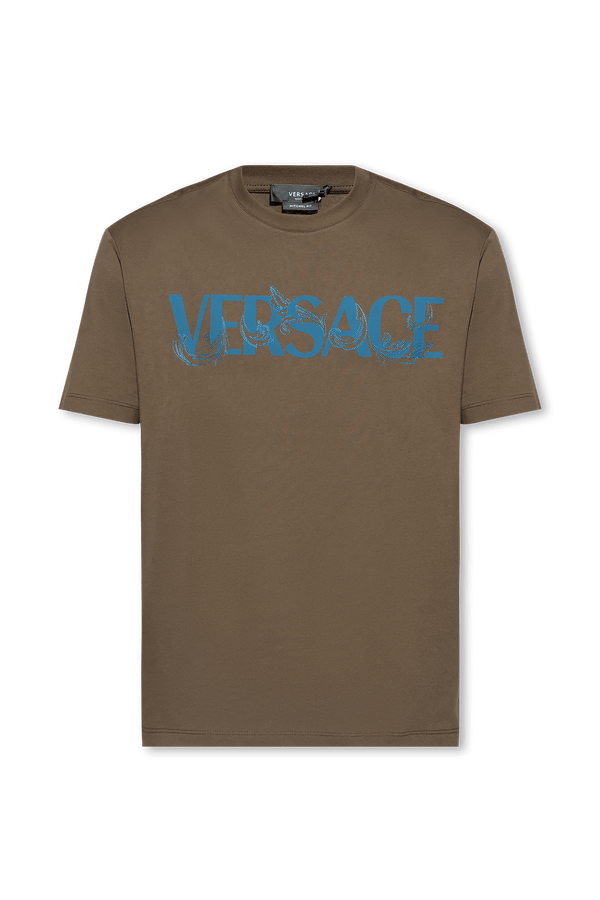 Versace Green T-Shirt With Logo - Men