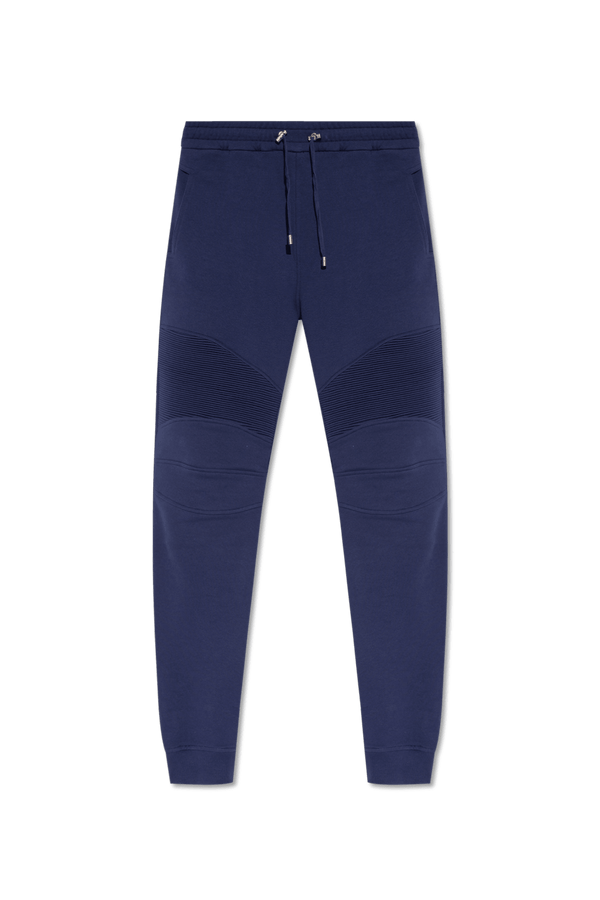Balmain Navy Blue Sweatpants With Logo - Men