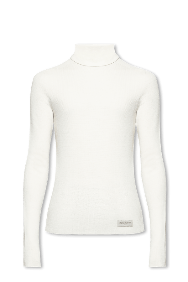 Balmain Cream Wool Turtleneck Sweater - Men