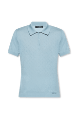 Versace Light Blue La Greca Polo Shirt - Men - Piano Luigi