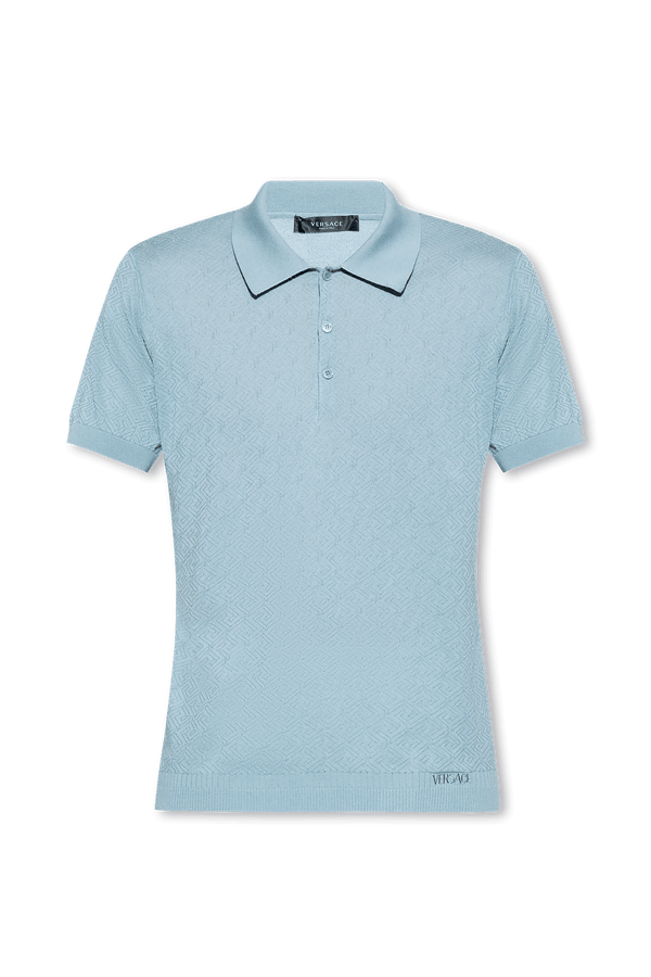 Versace Light Blue La Greca Polo Shirt - Men - Piano Luigi