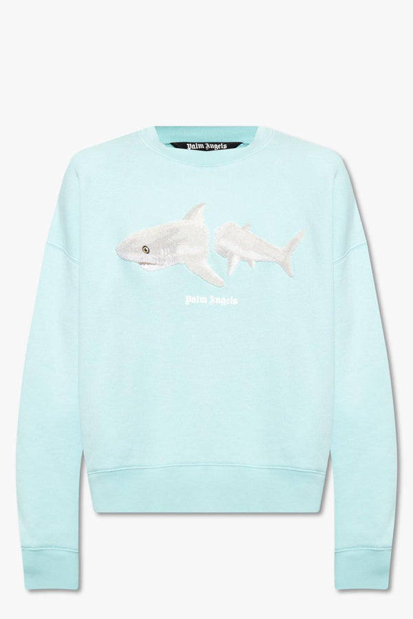 Palm Angels Light Blue Sweatshirt With Logo - Men - Piano Luigi