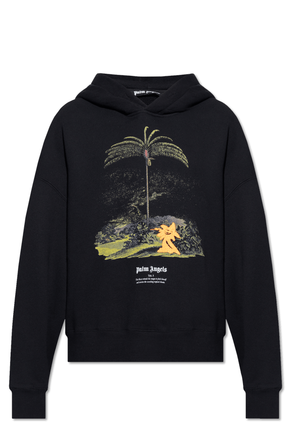 Palm Angels Black Printed Hoodie - Men - Piano Luigi