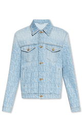 Versace Light Blue Denim Jacket With Logo - Men - Piano Luigi