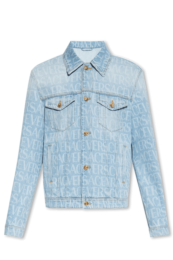 Versace Light Blue Denim Jacket With Logo - Men - Piano Luigi