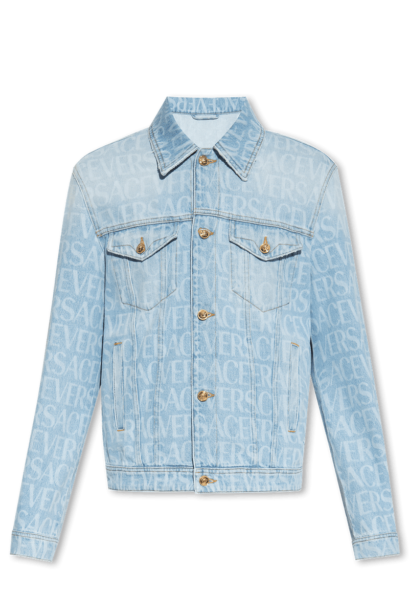 Versace Light Blue Denim Jacket With Logo - Men - Piano Luigi