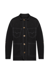 Versace Black Cotton Jacket With Contrast Stitching - Men - Piano Luigi