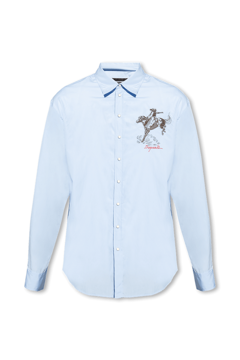 Dsquared2 Light Blue Embroidered Shirt - Men - Piano Luigi