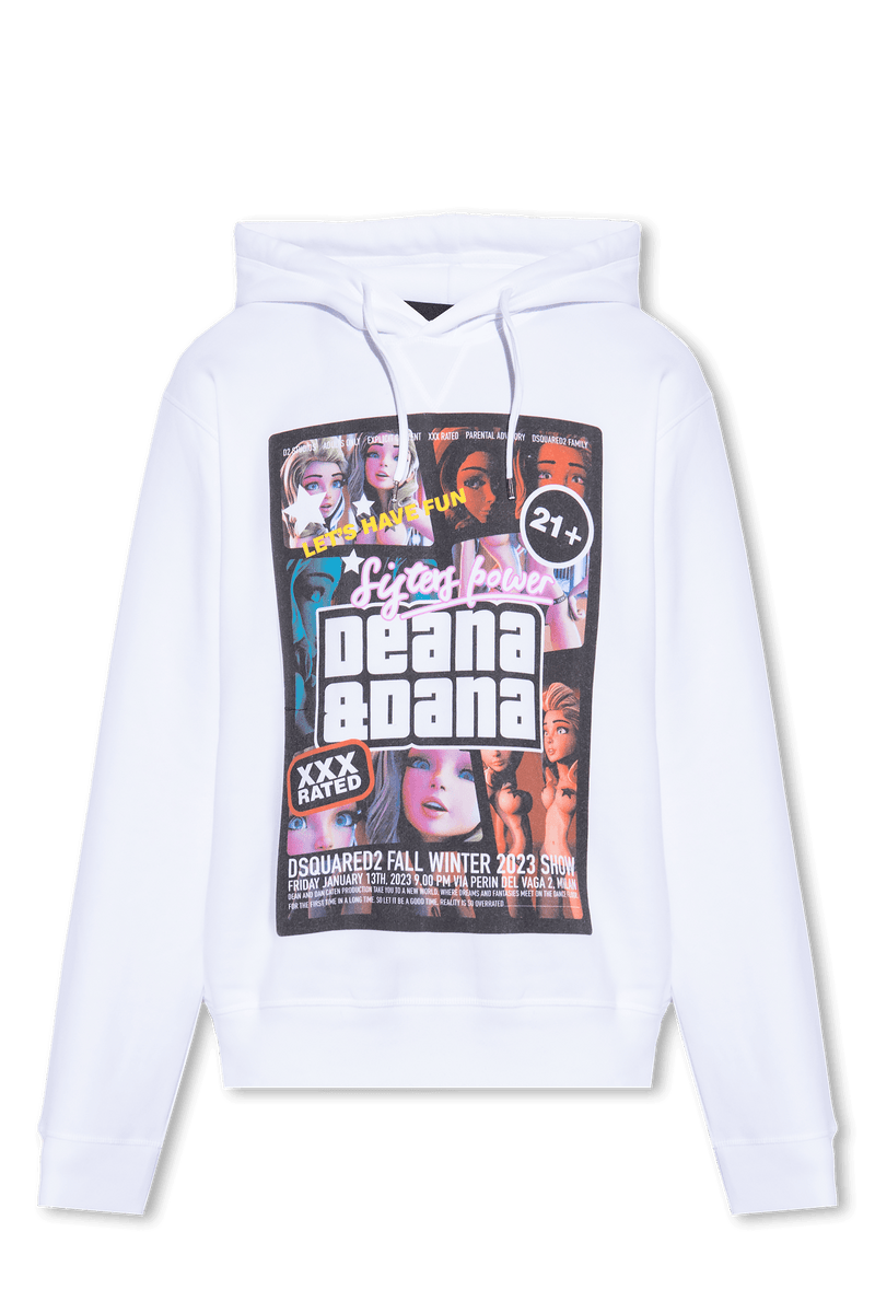 Dsquared2 White Printed Hoodie - Men - Piano Luigi