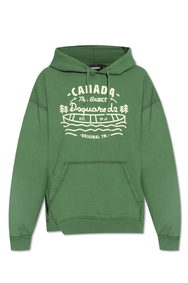 Dsquared2 Green Printed Hoodie - Men - Piano Luigi