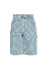 Givenchy Light Blue Denim Shorts With Jacquard Pattern - Men - Piano Luigi