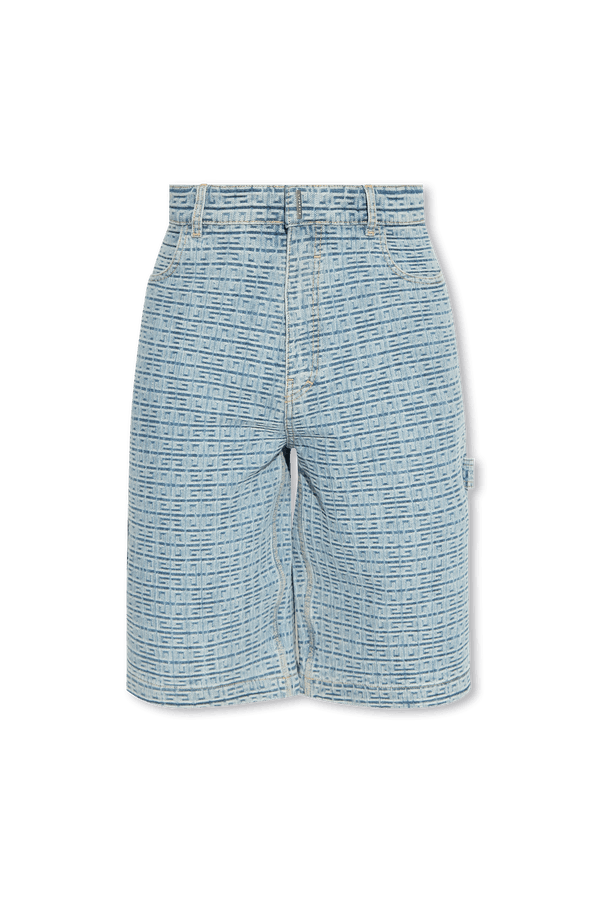 Givenchy Light Blue Denim Shorts With Jacquard Pattern - Men