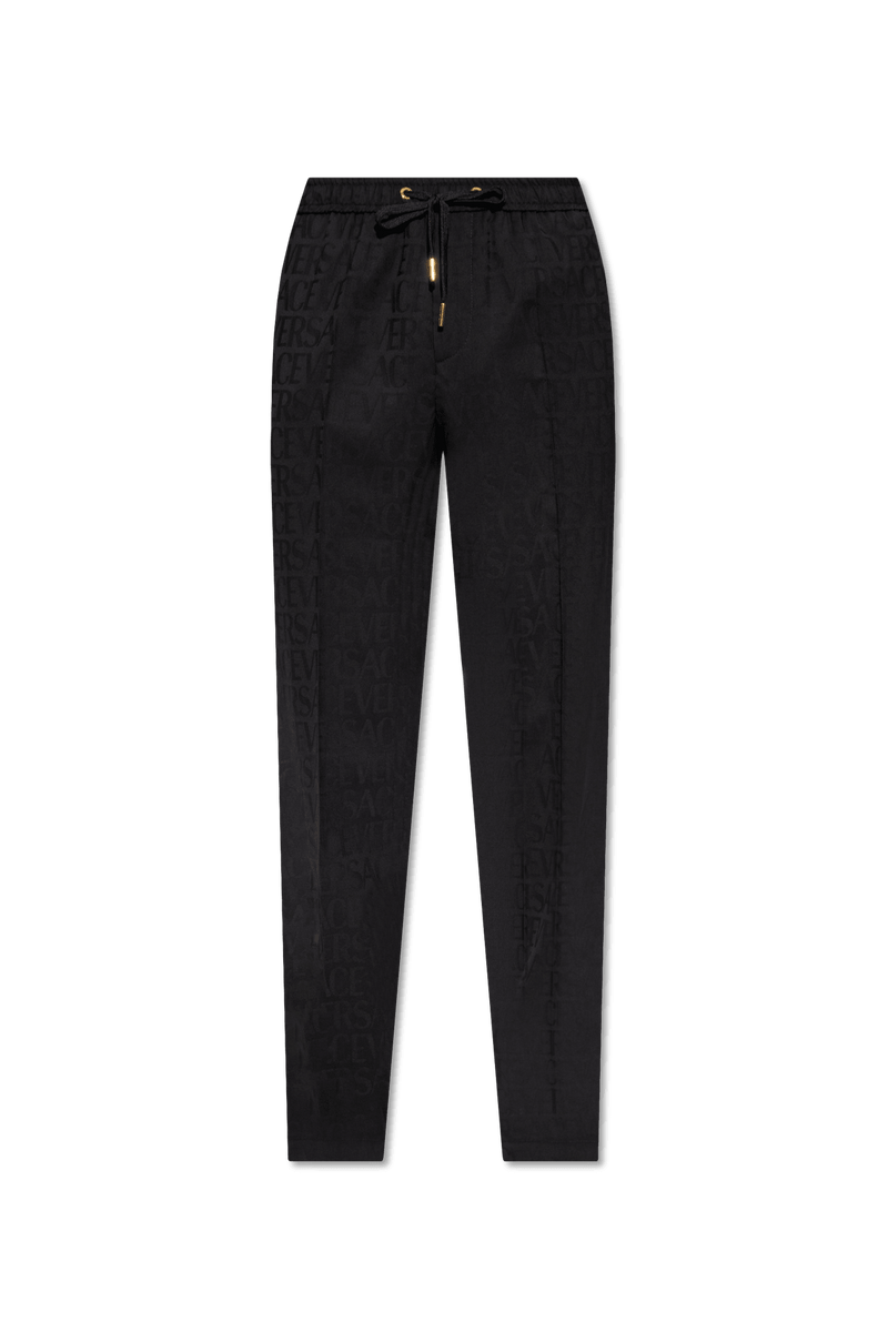 Versace Black Pleat-Front Trousers With Logo - Men - Piano Luigi