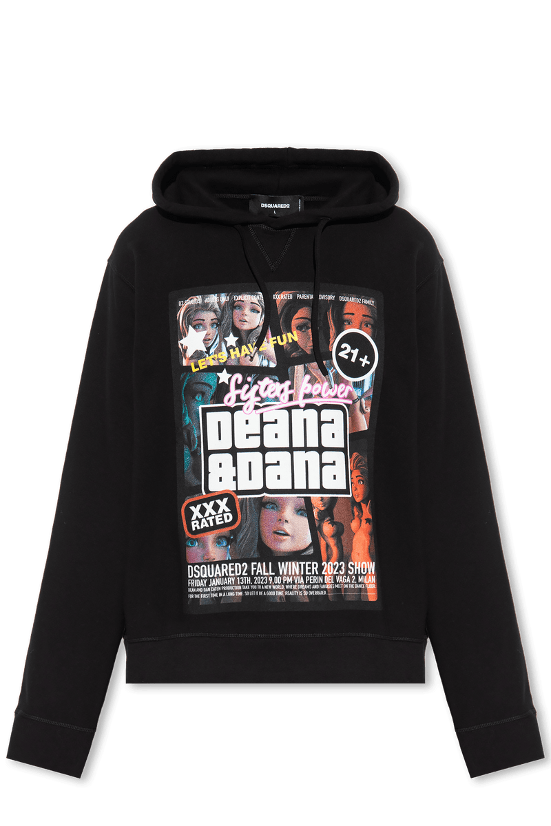 Dsquared2 Black Printed Hoodie - Men - Piano Luigi