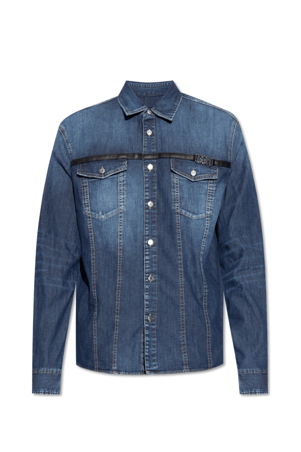 Dsquared2 Blue Denim Shirt With Logo - Men - Piano Luigi