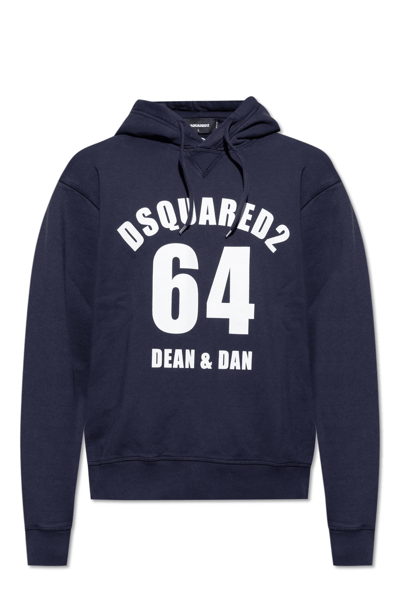 Dsquared2 Navy Blue Hoodie With Logo - Men - Piano Luigi