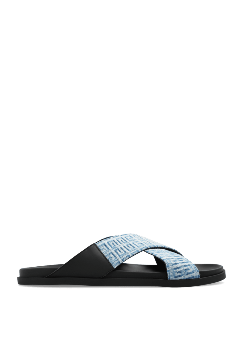 Givenchy Blue Denim Slides With Monogram - Men - Piano Luigi