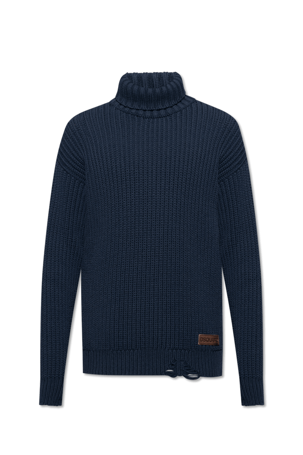 Dsquared2 Navy Blue Sweater With Double Collar - Men - Piano Luigi