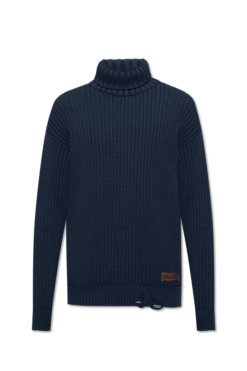 Dsquared2 Navy Blue Sweater With Double Collar - Men - Piano Luigi